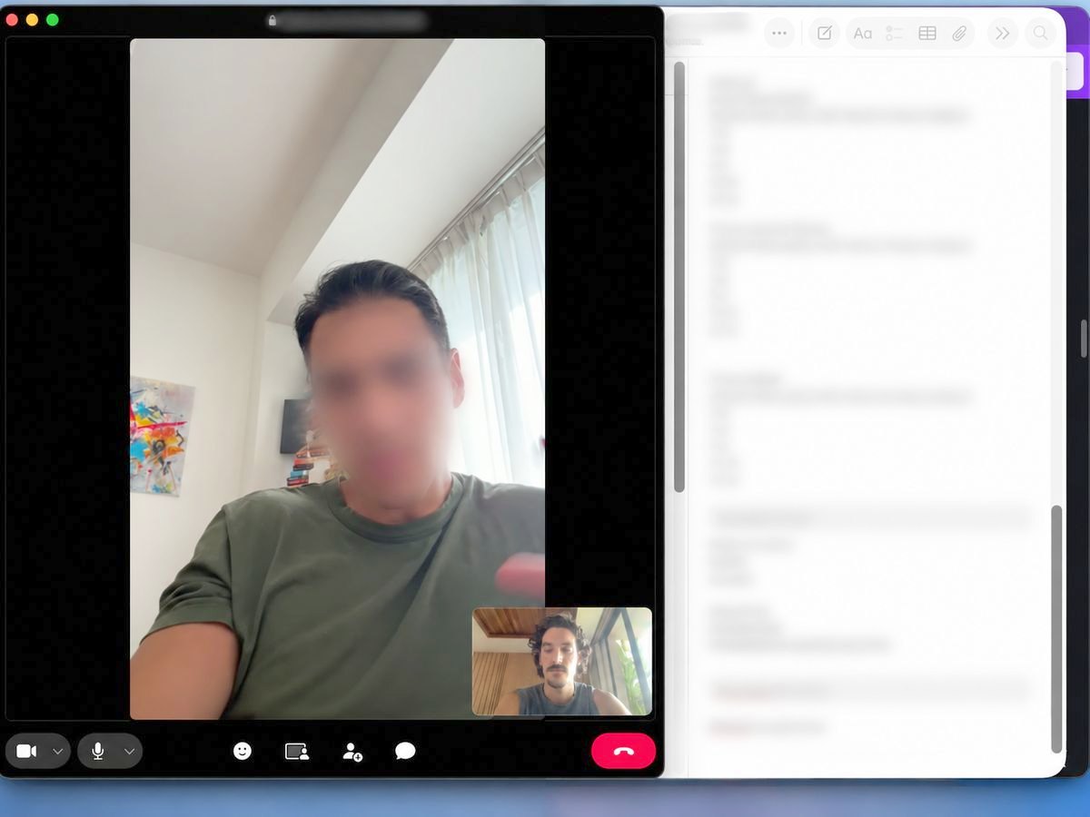 Una videollamada de seguimiento, con la cara de la persona tapada